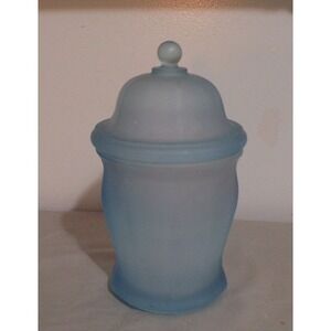 Indiana Frosted Blue Satin Glass Ginger Jar w/Lid